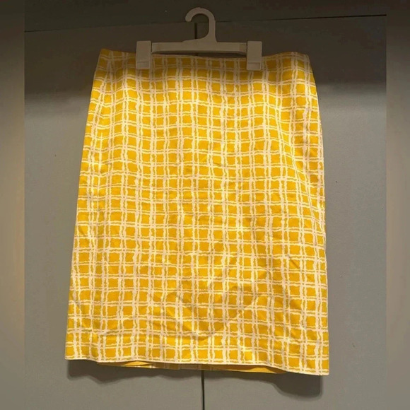 TALBOTS - Yellow & White Plaid Skirt (size 10) - Picture 1 of 8